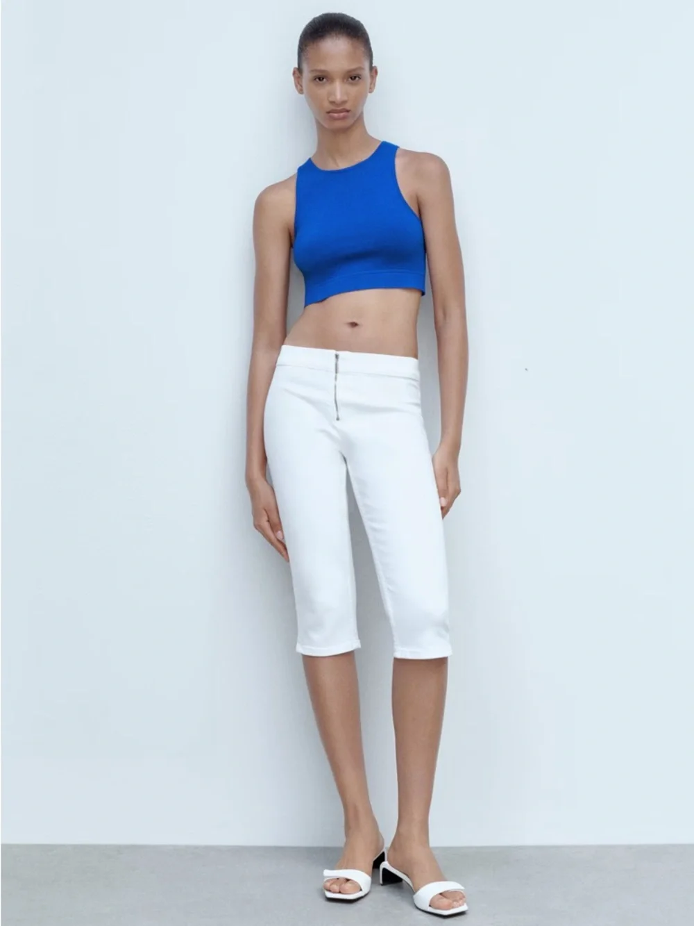 Mango Royal Blue Cropped knitted top NWT - Picture 3 of 6